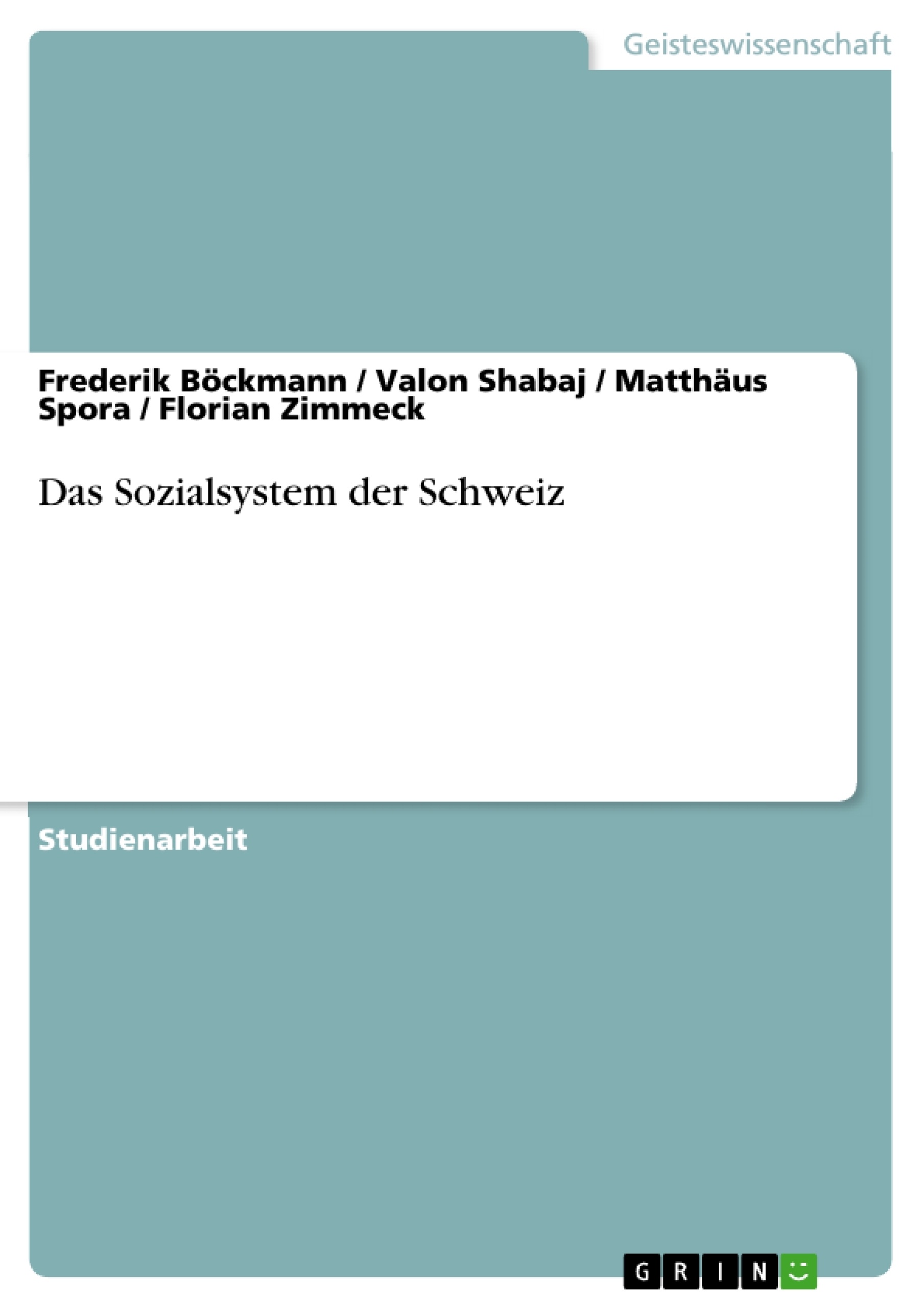 Título: Das Sozialsystem der Schweiz