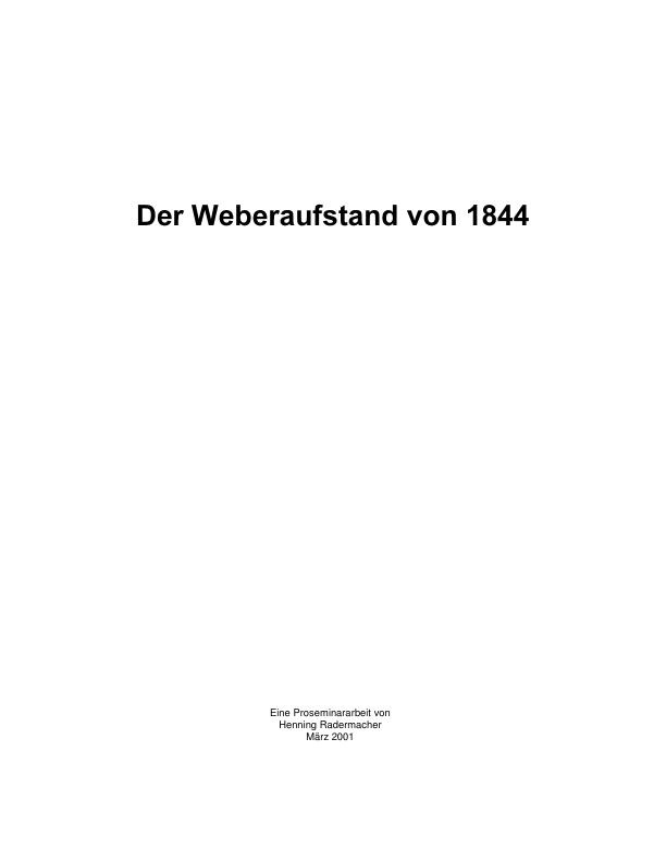 Der Weberaufstand Von 1844 Und Seine Literarische Verarbeitung ...