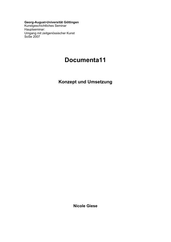 Title: Die Documenta11 - Konzept und Umsetzung