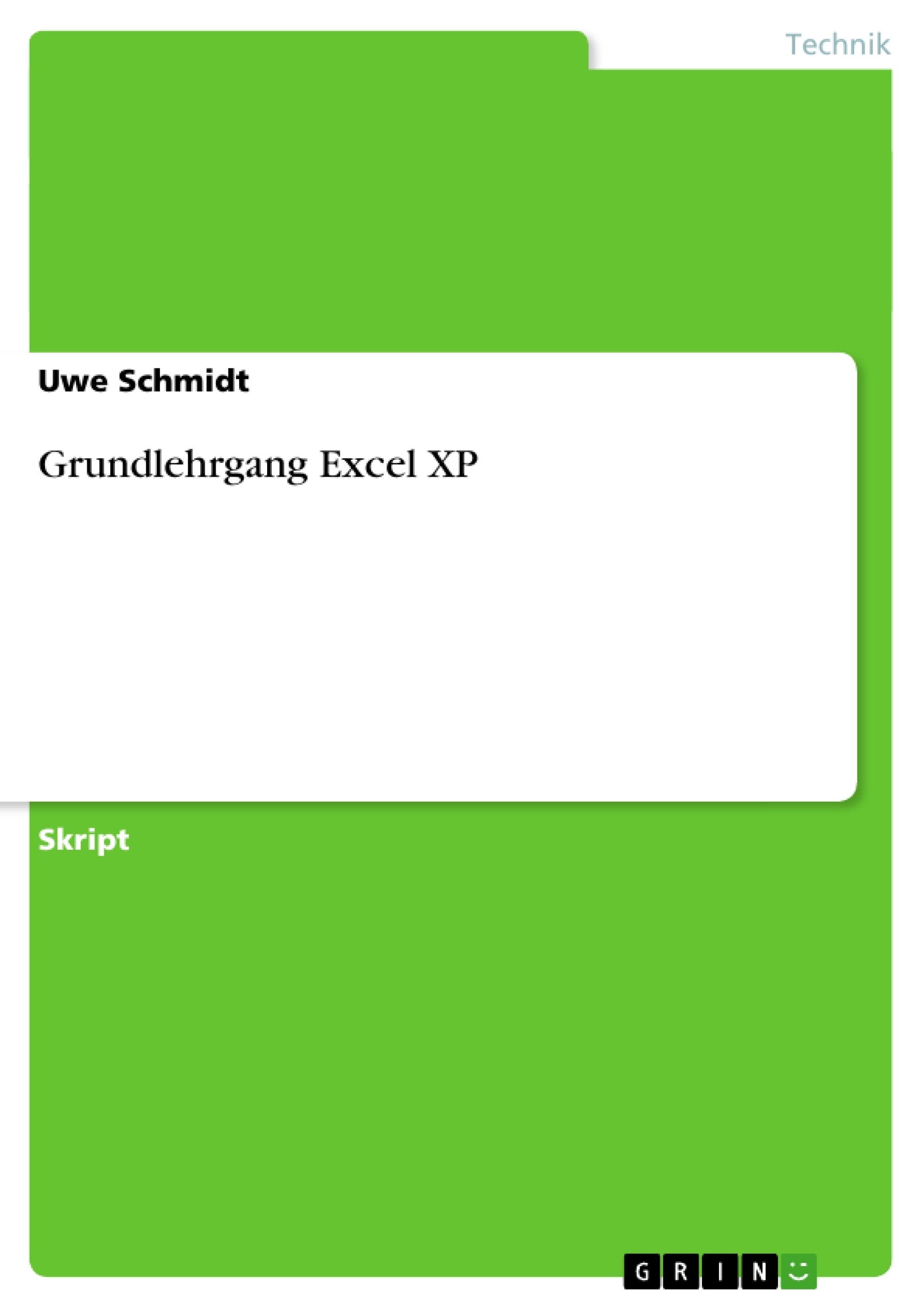 Título: Grundlehrgang Excel XP