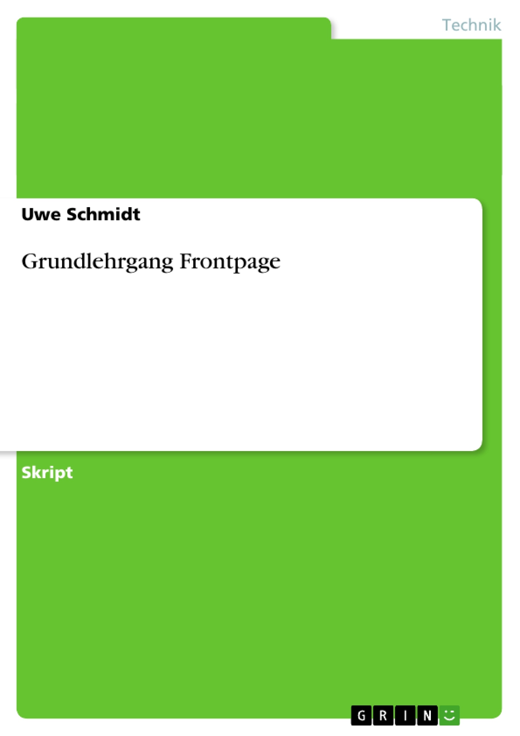 Titre: Grundlehrgang Frontpage