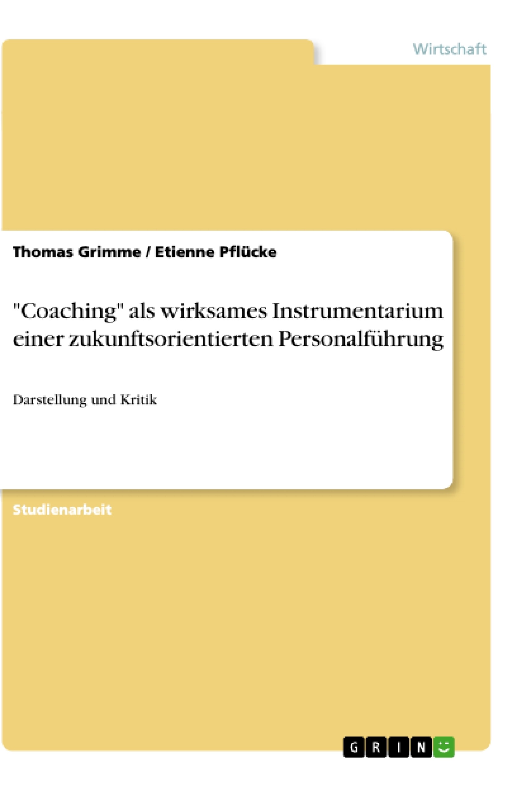 Título: "Coaching" als wirksames Instrumentarium einer zukunftsorientierten Personalführung