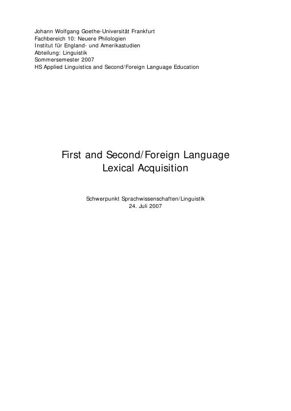 Titel: First and second/ foreign Language 