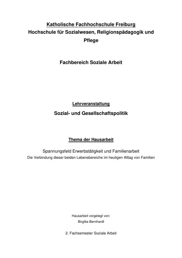 Title: Spannungsfeld Erwerbstätigkeit und Familienarbeit