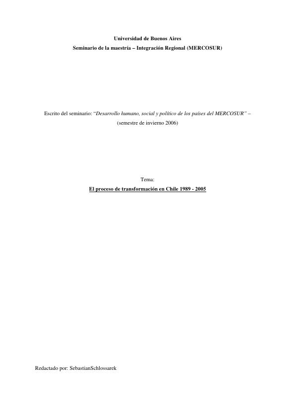 Title: El proceso de transformación en Chile 1989 - 2005