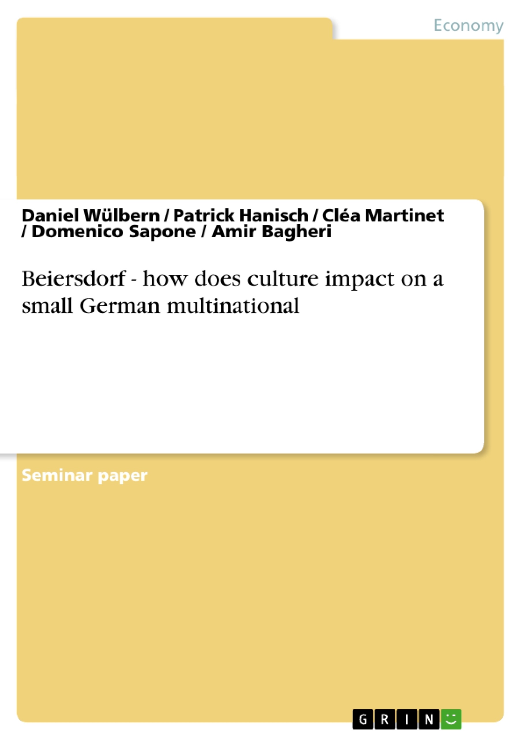 Titre: Beiersdorf - how does culture impact on a small German multinational