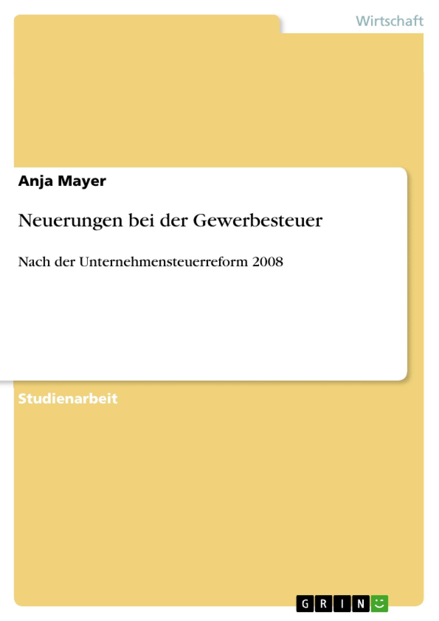 Titel: Neuerungen bei der Gewerbesteuer