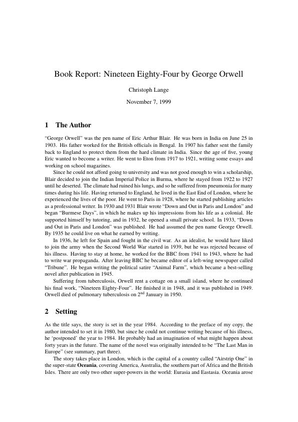1984 george orwell book report