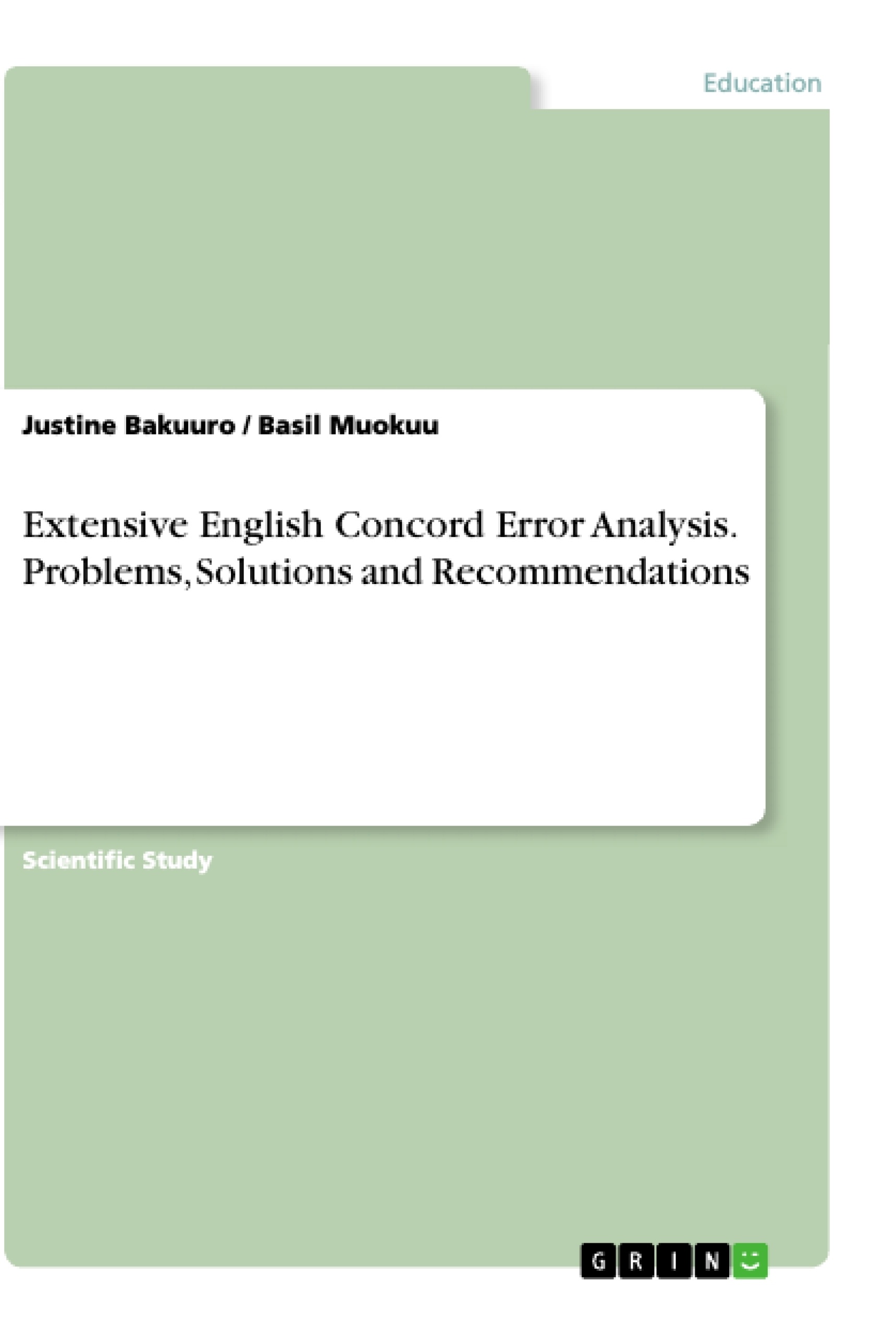 Título: Extensive English Concord Error Analysis. Problems, Solutions and Recommendations