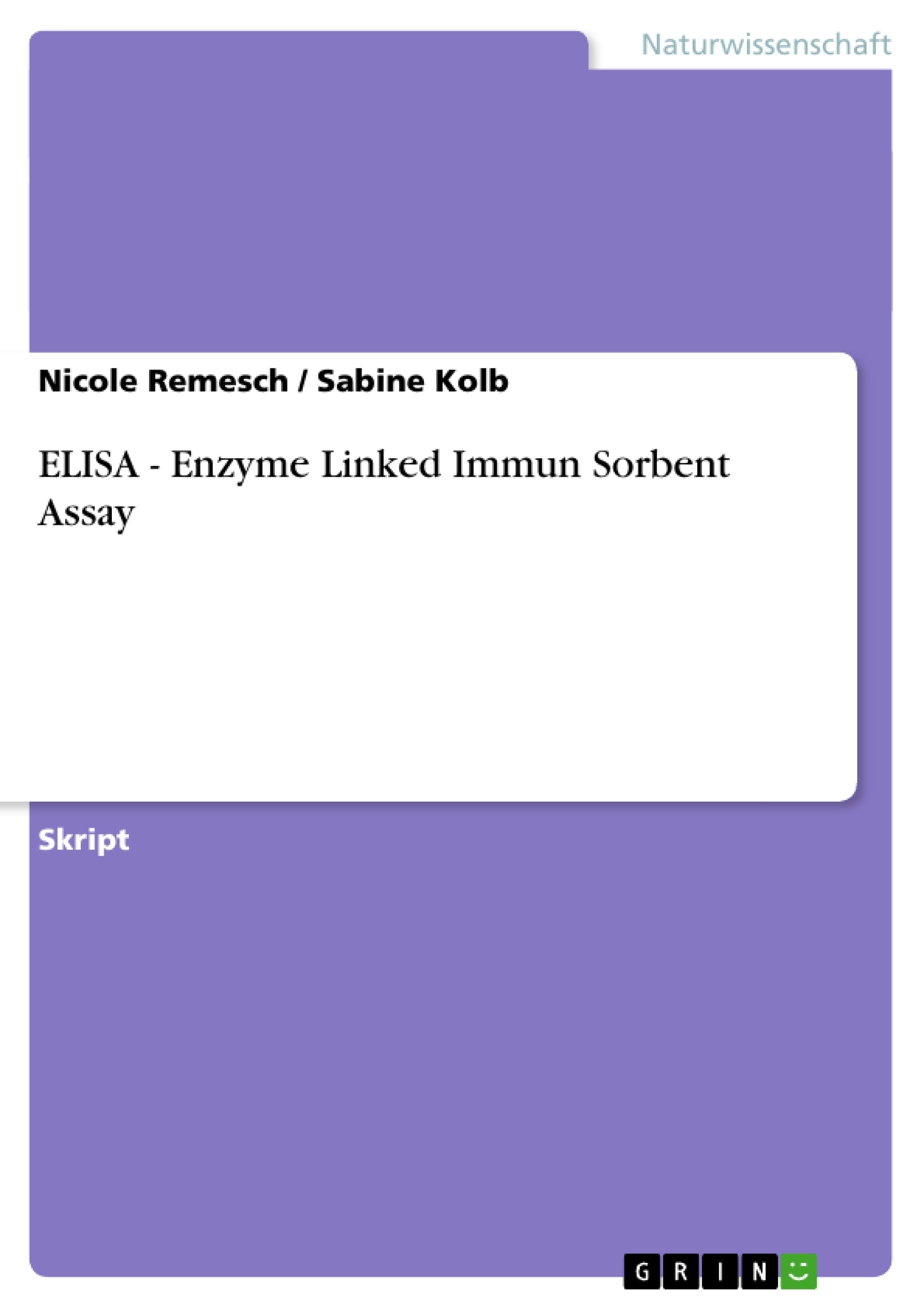 Título: ELISA - Enzyme Linked Immun Sorbent Assay