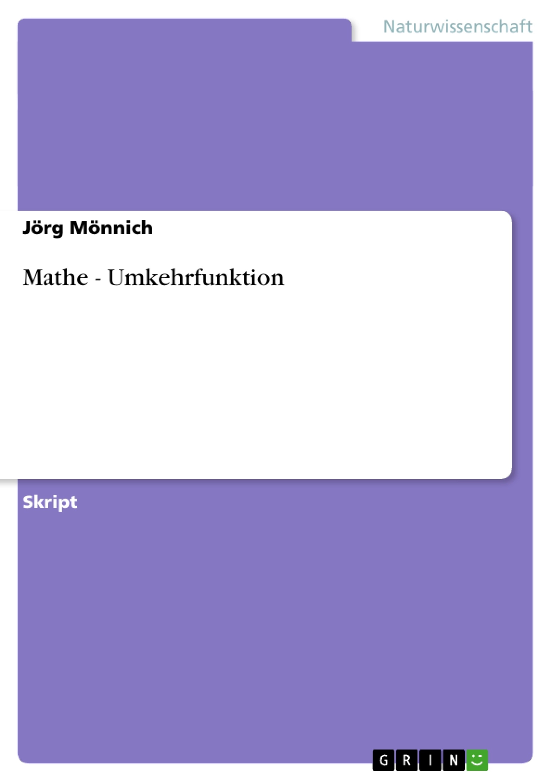Título: Mathe - Umkehrfunktion