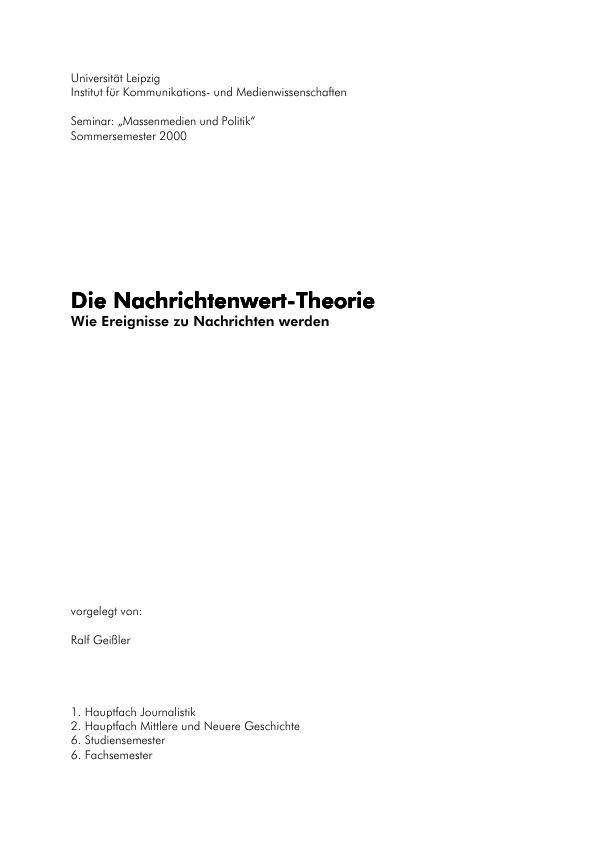 Titre: Nachrichtenwert-Theorie