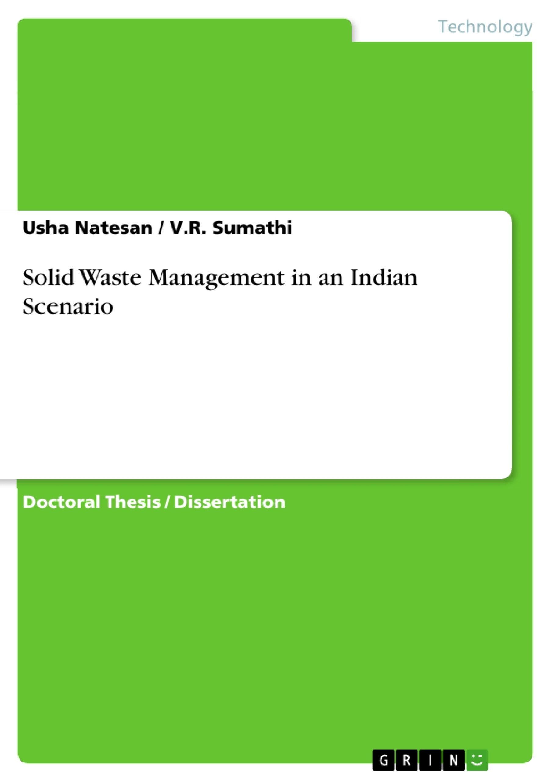 Titel: Solid Waste Management in an Indian Scenario