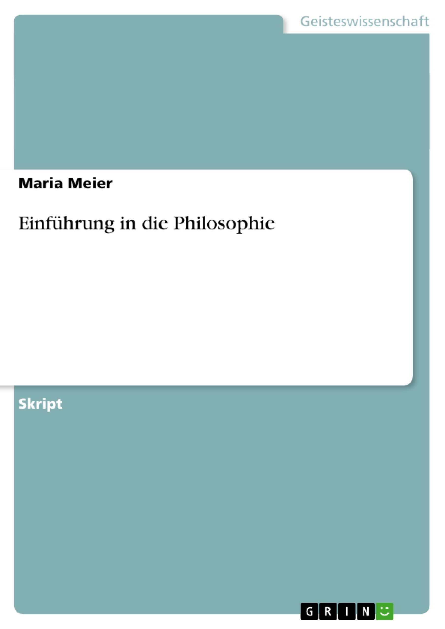 Titre: Einführung in die Philosophie