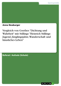 Titel: Vergleich von Goethes "Dichtung und Wahrheit" mit Stillings "Heinrich Stillings Jugend, Jünglingsjahre, Wanderschaft und häusliches Leben"