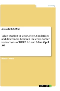 Título: Value creation or destruction. Similarities and differences between the cross-border transactions of KUKA AG and Adam Opel AG