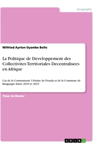 Titre: La Politique de Developpement des Collectivites Territoriales Decentralisees en Afrique