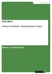 Titel: Glauser, Friedrich - Wachtmeister Studer