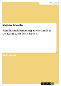 Title: Fremdkapitalüberlassung an die GmbH & Co. KG im Licht von § 8a KStG