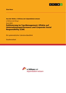 Titel: Politisierung im Top-Management. Effekte auf Unternehmensperformance und Corporate Social Responsibility (CSR)