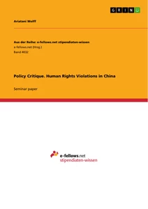 Titel: Policy Critique. Human Rights Violations in China