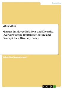 Title: Manage Employee Relations and Diversity. Overview of the Bhutanese Culture and Concept for a Diversity Policy