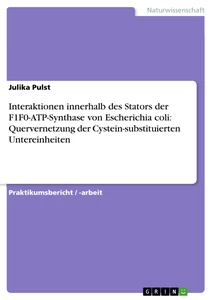 Título: Interaktionen innerhalb des Stators der F1F0-ATP-Synthase von Escherichia coli: Quervernetzung der Cystein-substituierten Untereinheiten