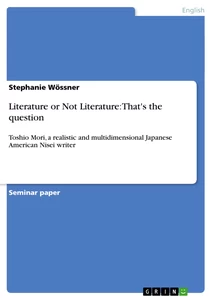 Titel: Literature or Not Literature: That's the question 