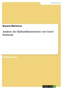 Titel: Analyse der Kulturdimensionen von Geert Hofstede