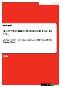 Titel: The development of the European Regional Policy