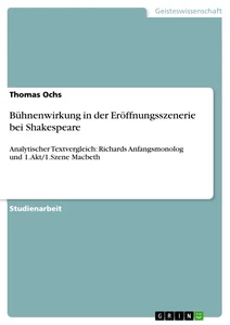 Title: Bühnenwirkung in der Eröffnungsszenerie bei Shakespeare