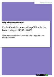 Titre: Evolución de la percepción pública de las biotecnologías (1995 - 2005)