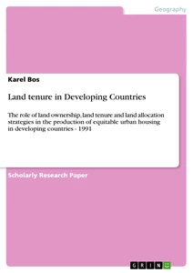 Title: Land tenure in Developing Countries