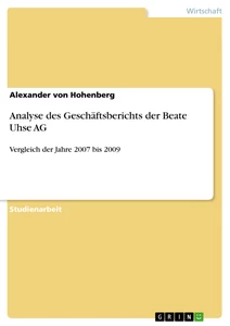 Title: Analyse des Geschäftsberichts der Beate Uhse AG