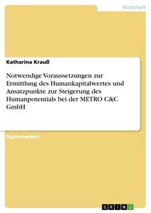 Titel: Notwendige Voraussetzungen zur Ermittlung des Humankapitalwertes und Ansatzpunkte zur Steigerung des Humanpotentials bei der METRO C&C GmbH
