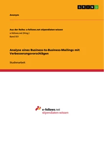 Titel: Analyse eines Business-to-Business-Mailings mit Verbesserungsvorschlägen