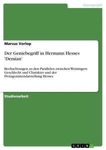 Titel: Der Geniebegriff in Hermann Hesses 'Demian'