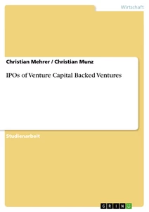 Titel: IPOs of Venture Capital Backed Ventures
