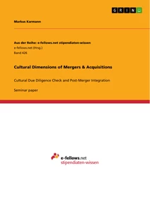 Titel: Cultural Dimensions of Mergers & Acquisitions