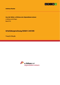 Titre: Urteilsbesprechung EUGH C-441/05