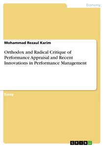 Titel: Orthodox and Radical Critique of Performance Appraisal and Recent Innovations in Performance Management