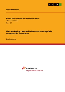 Titel: Plain Packaging Law und Schadensersatzansprüche ausländischer Investoren