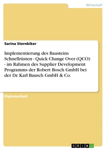 Title: Implementierung des Bausteins Schnellrüsten - Quick Change Over (QCO) - im Rahmen des Supplier Development Programms der Robert Bosch GmbH bei der Dr. Karl Bausch GmbH & Co.