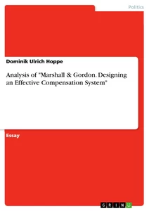 Title: Analysis of "Marshall & Gordon. Designing an Effective Compensation System"