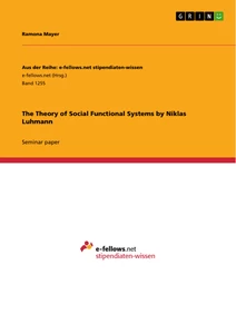 Titel: The Theory of Social Functional Systems by Niklas Luhmann