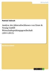 Title: Analyse des Jahresabschlusses von Ernst & Young GmbH Wirtschaftsprüfungsgesellschaft (2011-2013)