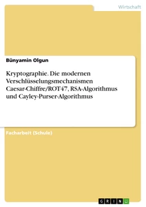 Titel: Kryptographie. Die modernen Verschlüsselungsmechanismen Caesar-Chiffre/ROT47, RSA-Algorithmus und Cayley-Purser-Algorithmus