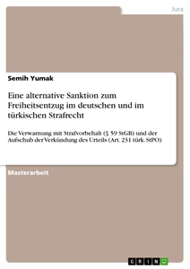 Titel: Eine alternative Sanktion zum Freiheitsentzug im deutschen und im türkischen Strafrecht