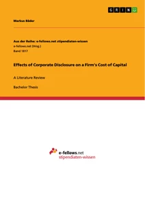 Title: Effects of Corporate Disclosure on a Firm’s Cost of Capital