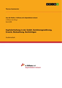 Titel: Kapitalerhaltung in der GmbH. Darlehensgewährung, Erwerb, Rückzahlung, Rechtsfolgen